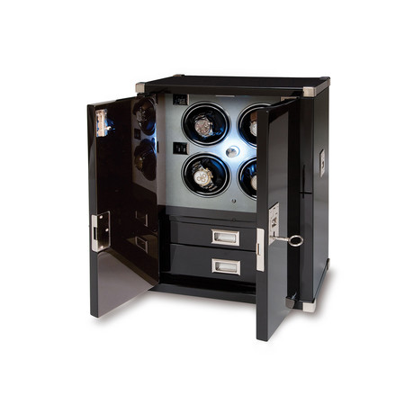 Mariner's Quad Watch Winder // Ebony with Chrome