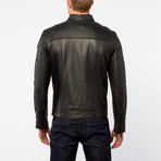 Barney + Taylor // Mottram Lamb Leather Asymmetric Biker Jacket // Black (XL)