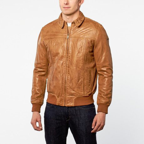 Barney + Taylor // Bury Lamb Leather Bomber Jacket // Tan (XS)