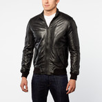 Barney + Taylor // Altrincham Lamb Leather Bomber Jacket // Black (M)