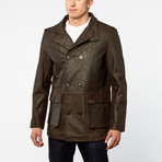 Barneys // Leather Double Breasted Jacket // Brown (M)