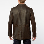 Barneys // Leather Double Breasted Jacket // Brown (M)