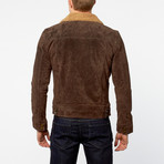 Barneys // Split Leather Button Front Jacket // Brown (S)