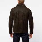 Barneys // Suede Funnel Neck Bomber Jacket // Dark Brown (XL)