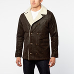 Barneys // Split Leather Double Breasted Jacket // Brown (M)