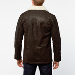 Barneys // Split Leather Double Breasted Jacket // Brown (XS)