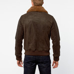 Barneys // Split Leather Aviator Bomber Jacket // Brown (M)