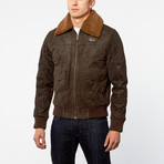 Barneys // Split Leather Aviator Bomber Jacket // Brown (M)