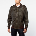 Barneys // Sheep Leather Biker Bomber Jacket // Dark Brown (L)