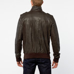 Barneys // Sheep Leather Biker Bomber Jacket // Dark Brown (XL)