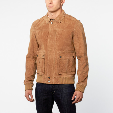 Barneys // Hardy Split Leather Bomber Jacket // Sand (XS)