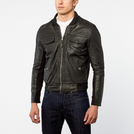 Barneys // Mumford Goat Leather Bomber Jacket // Black (XS)