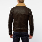 Barneys // Split Leather Aviator Jacket // Brown (XL)