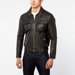 Barneys // George Goat Leather Bomber Jacket // Black (L)