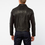 Barneys // George Goat Leather Bomber Jacket // Black (S)