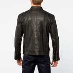 Barneys // Lamb Leather Biker Jacket // Black (L)