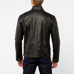 Barneys // Split Leather Bomber Jacket // Black (XL)