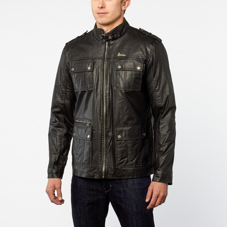 Barneys // Split Leather Aviator Jacket // Black (XS)