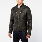 Barneys // Lamb Leather Slim Fit Harrington Jacket // Black (XL)