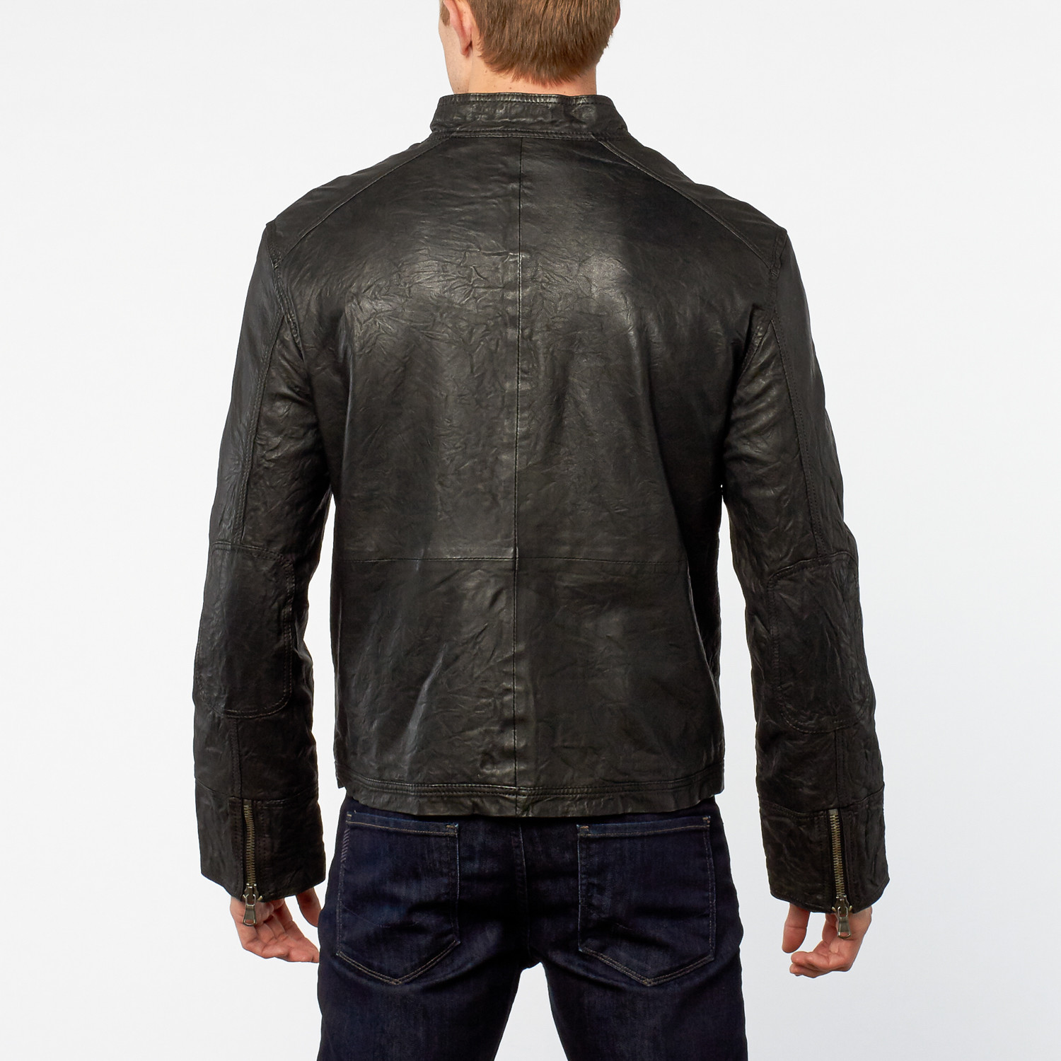 Barneys // Lamb Leather Slim Fit Harrington Jacket // Black (XL ...