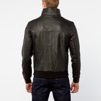 Barneys // Lamb Leather Bomber Jacket // Black (L)