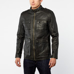 Barneys // Lamb Leather Four Pocket Stand Collar Jacket // Black (2XL)