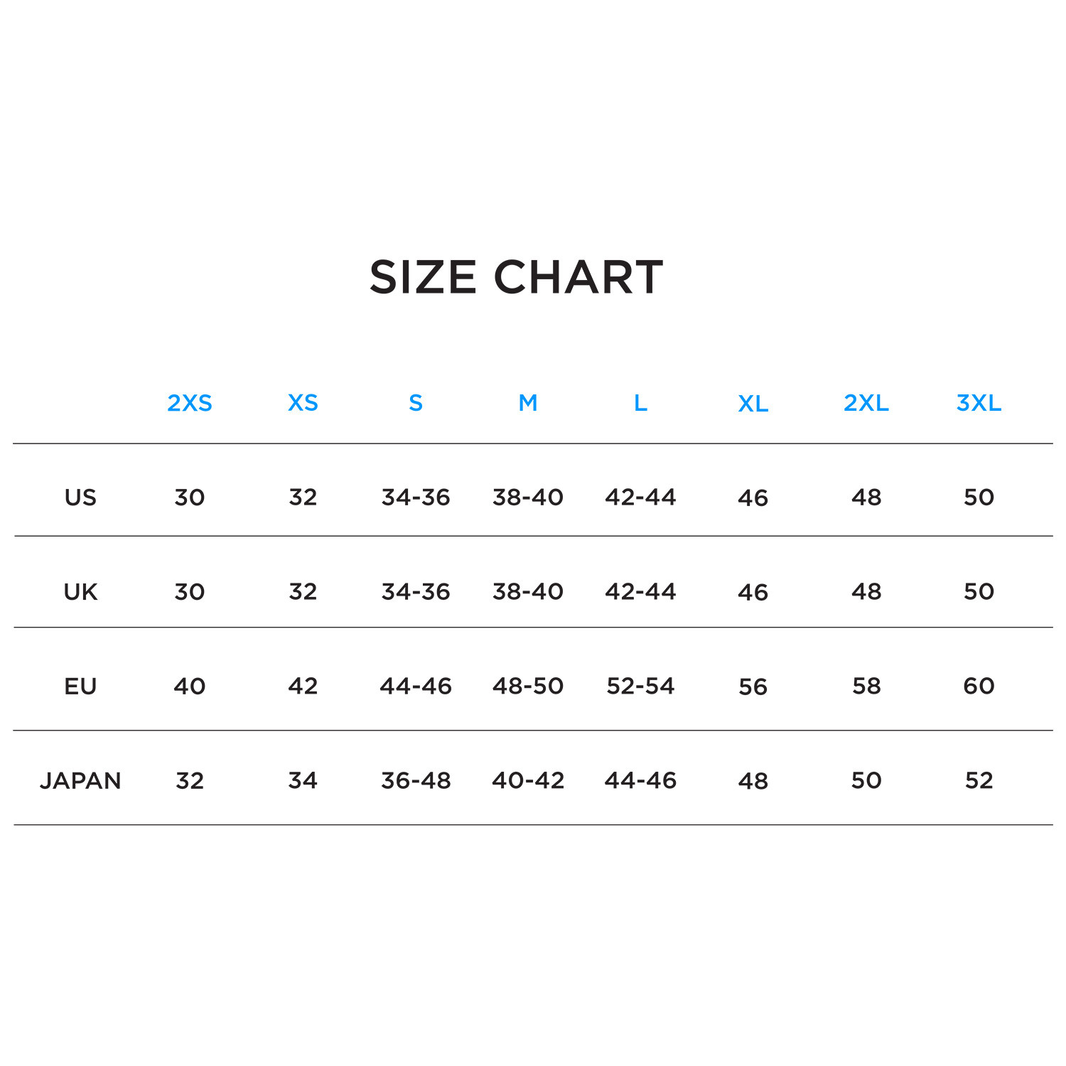 Barneys Originals Size Chart