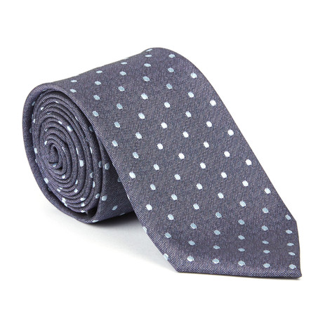 Microfiber Tie // Chambray Blue Dot