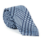 Microfiber Tie // Light Blue + Navy Houndstooth