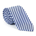 Microfiber Tie // Navy + Light Blue Stripe