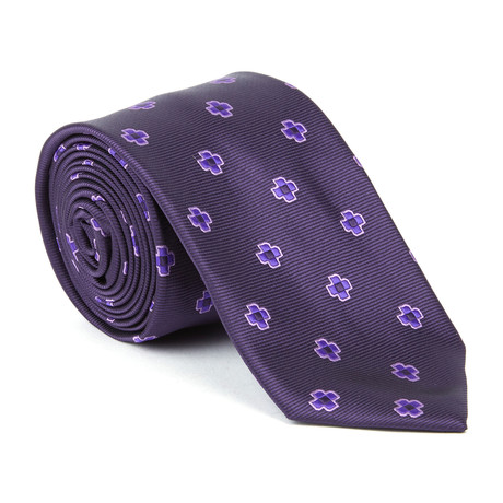 Microfiber Tie // Purple Floral Dot