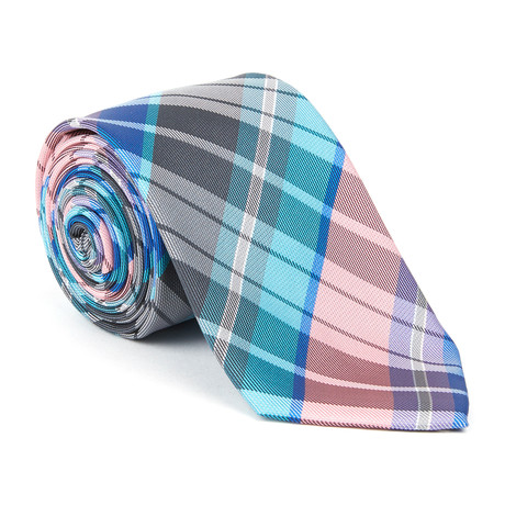 Microfiber Tie // Pink + Seafoam + Blue + Purple Plaid