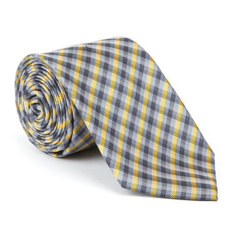Microfiber Tie // Yellow + Navy Plaid