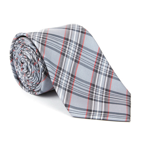 Microfiber Tie // Grey + Red Plaid