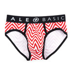 Chevron Print Brief // Red (XL)