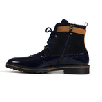 Patent + Split Leather Boot // Navy Blue + Cognac (Euro: 40)