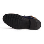 Patent + Split Leather Boot // Navy Blue + Cognac (Euro: 40)