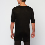 Henley Linen Tee // Black Melange (XL)