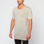 Bare + Jaded // Short Sleeve Linen Tee // Grey Melange (XL)