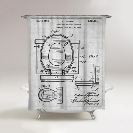 Toilet Seat Shower Curtain // 1956