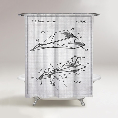 Folded Paper Airplane Shower Curtain // 1983