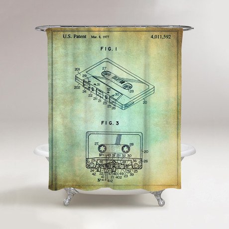 Cassette Tape Recorder Shower Curtain // 1977