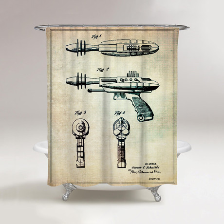 Pyrotomic Disintegrator Gun Shower Curtain // 1963