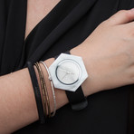 White Marble Hex Swiss Quartz // Black Strap