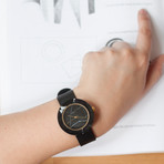 Black Marble Round Swiss Quartz // Black Strap