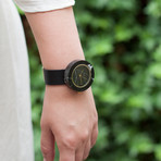 Black Marble Round Swiss Quartz // Black Strap
