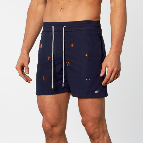 Symbols Embroidered Swim Short // Navy (S)