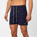 Symbols Embroidered Swim Short // Navy (M)