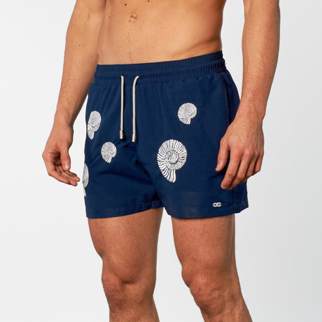 Monaco Embroidered Swim Short // Navy Blue (S)
