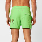 Angel Fish Embroidered Swim Short // Neon Green (S)